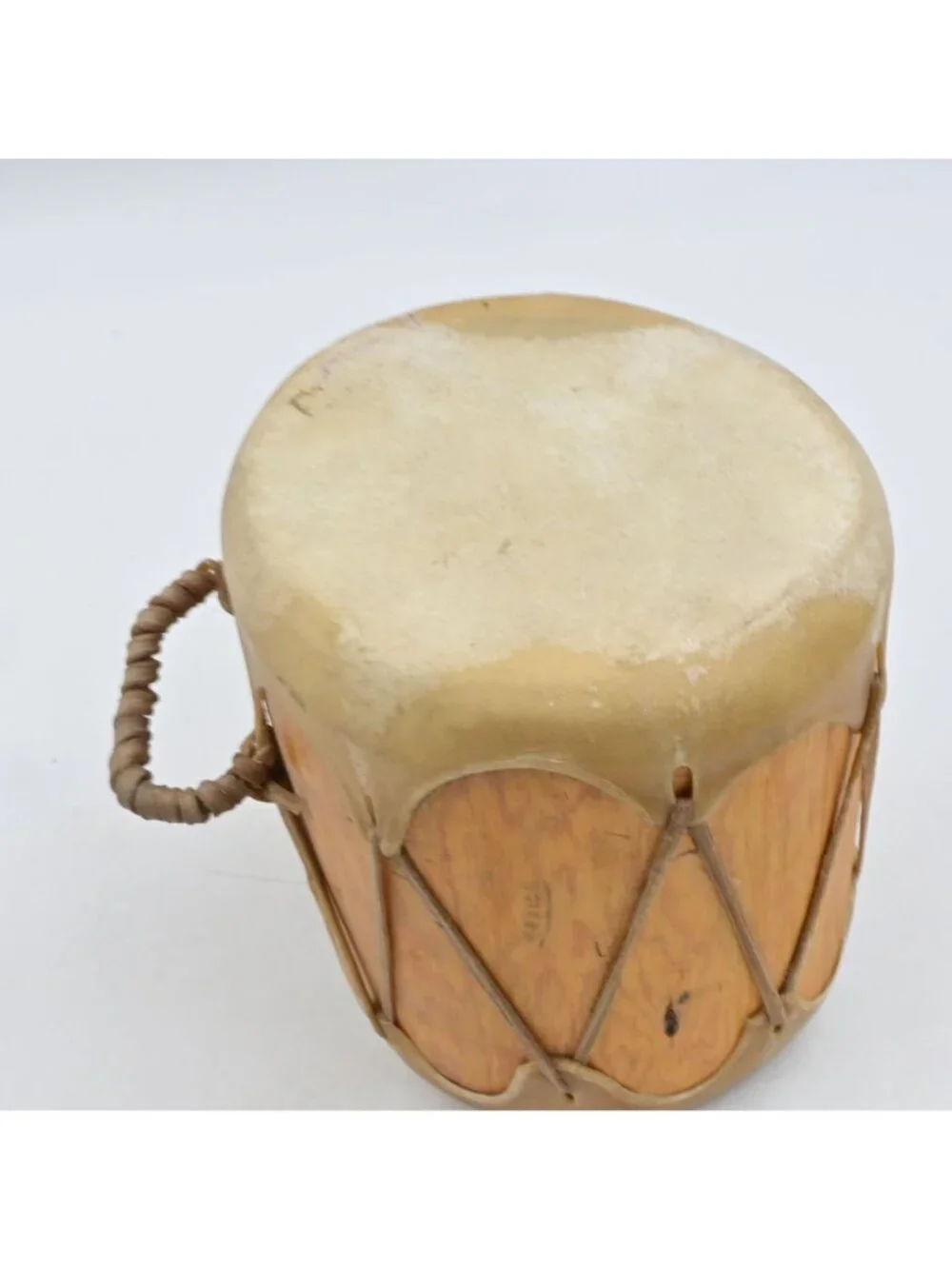 Native American Taos Pueblo Hand Made Rawhide Wood Drum W/ Mallet